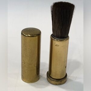Vintage mid century Twist In pocket book make up brush, gold tone brush brass